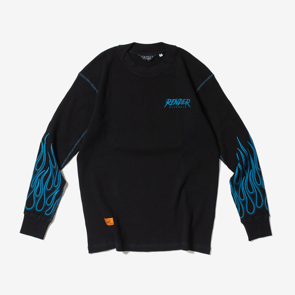 Organic Waffle L/S Pullover -Graphic-