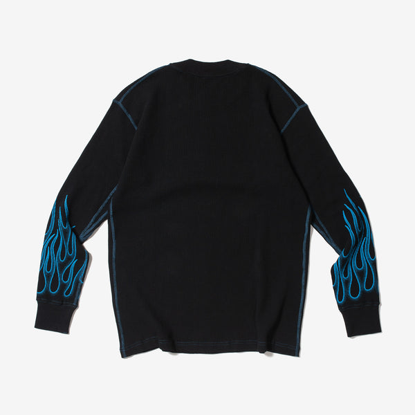 Organic Waffle L/S Pullover -Graphic-