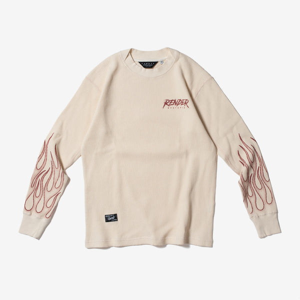 Organic Waffle L/S Pullover -Graphic-